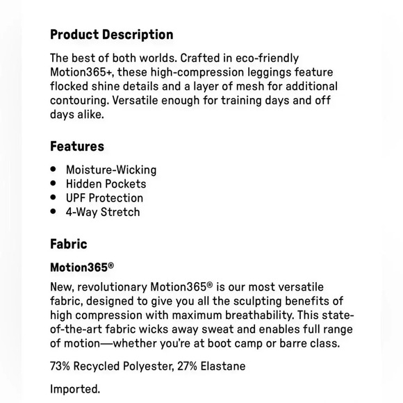 NWT Motion365+ Contour High-Waisted Legging size XS merlot shine - Picture 10 of 11